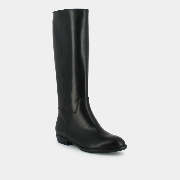 Bottes plates  en cuir noir