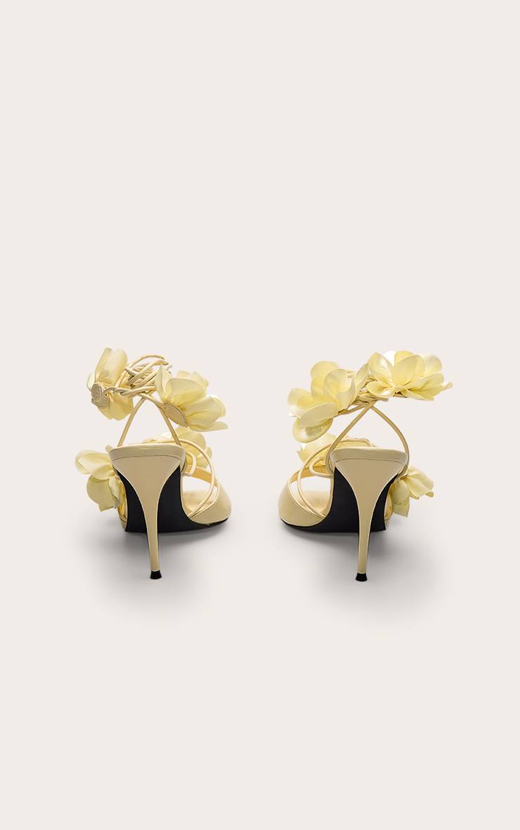 Butter Yellow Sandales À Talons À Lacets Ornées De Fleurs