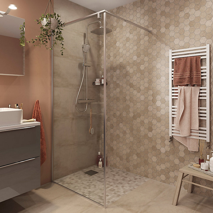 Paroi de douche à l'italienne GoodHome Ezili transparent alu brossé 90 cm
