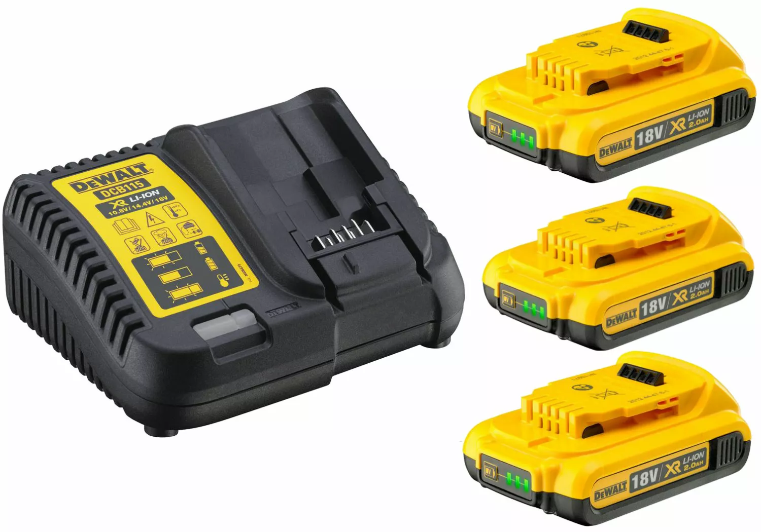 DeWALT DCB115D3 18V Li-Ion accu starterset (3x 2.0Ah)   lader