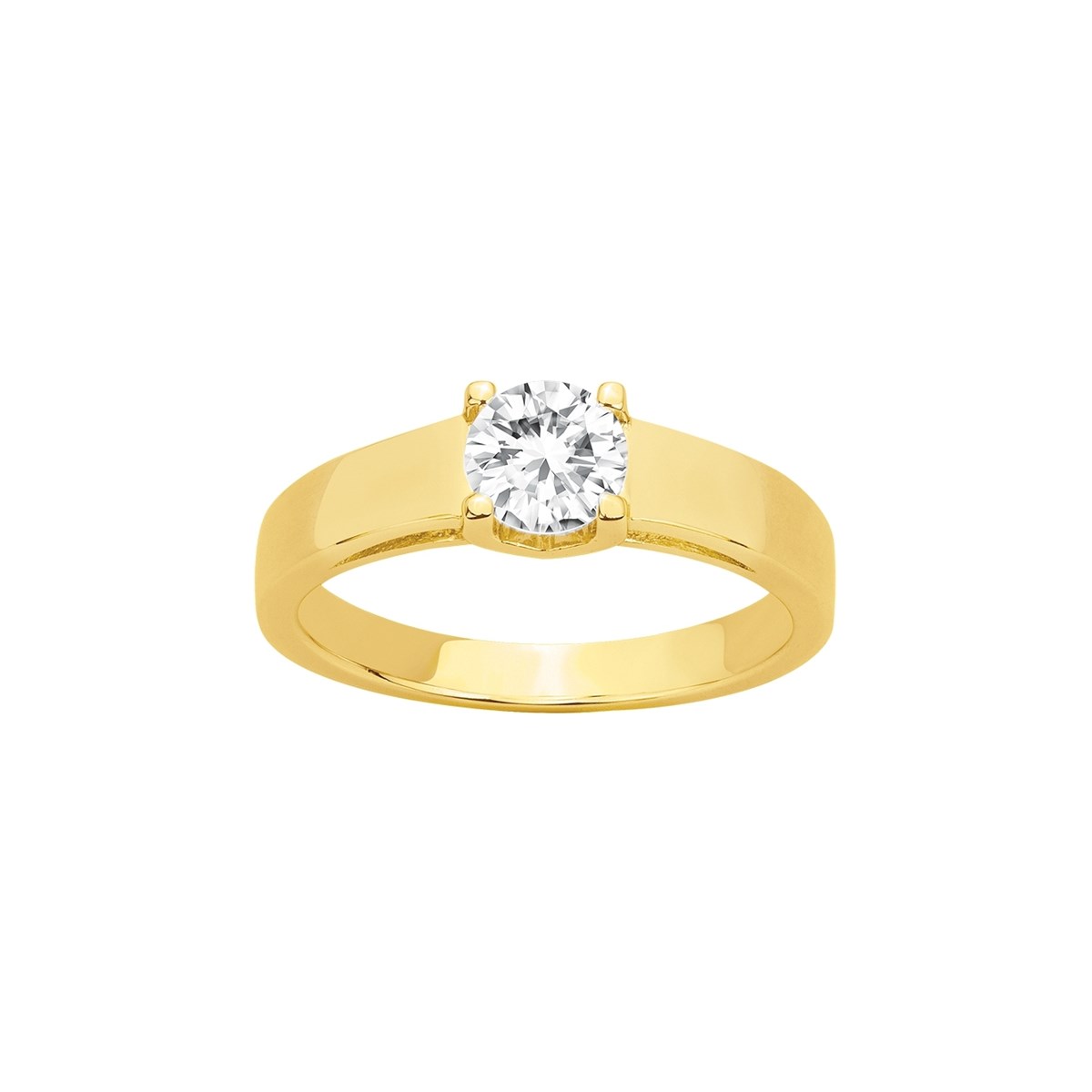 Bague en Plaqué Or avec oxyde de zirconium blanc