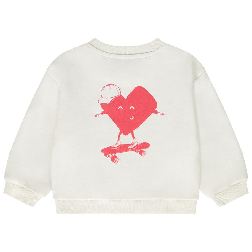 Sweat molleton oversize brodé et printé pour bébé - Ecru