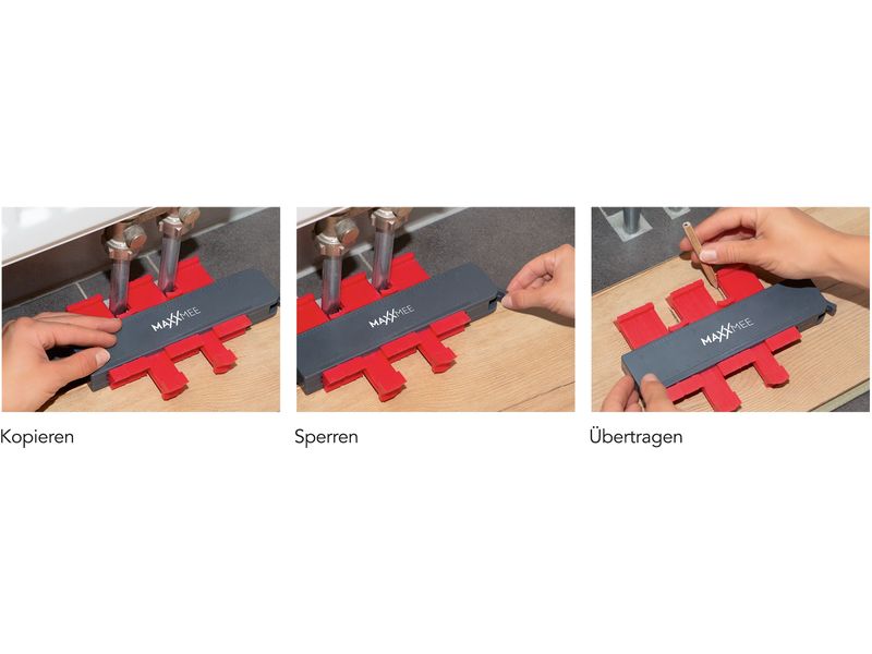 MAXXmee Konturenlehre Set 2-tlg. grau/rot Helfer beim Verlegen von Laminat und Parkett
