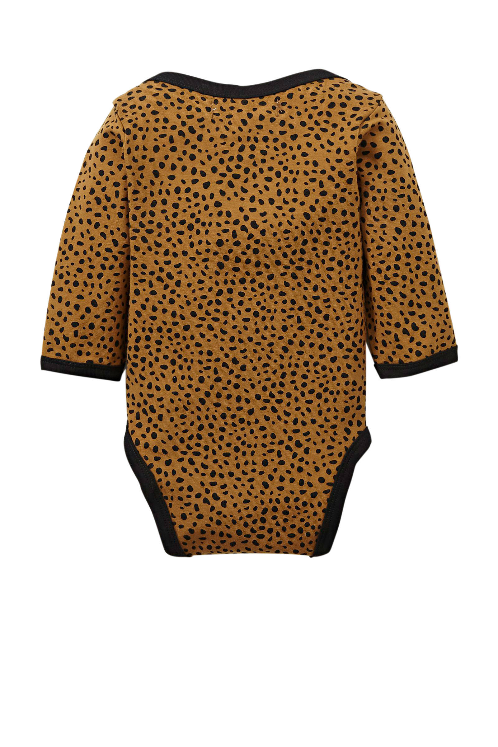Petit Filippe baby romper lange mouw Cheetah brique/zwart