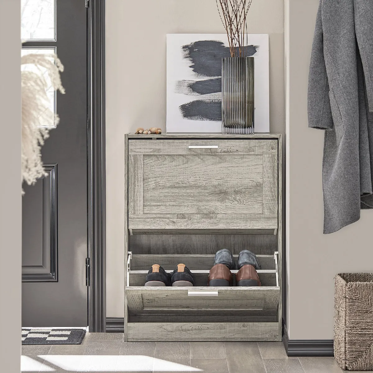 SoBuy Meuble à chaussures - Gris 60x23x79 cm