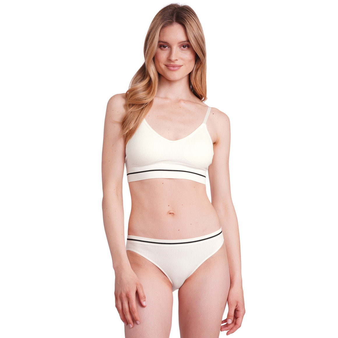 Gina Benotti Damen Seamless-Bustier mit Rippstruktur weiss