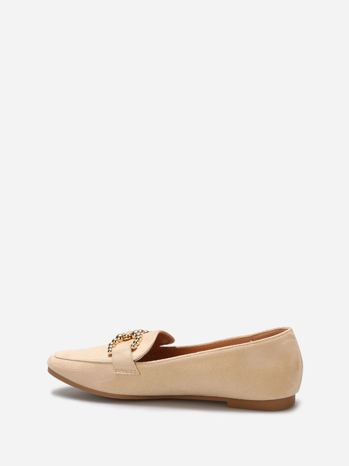 Mocassins en suédine à détail boucle- Beige