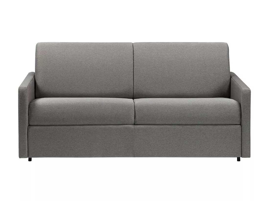 Canapé 3 places convertible express en tissu gris clair - Couchage 140 cm - matelas 18 cm CALIFE
