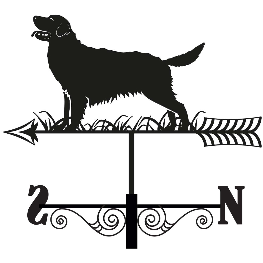 Girouette en acier noir silhouette golden retriever