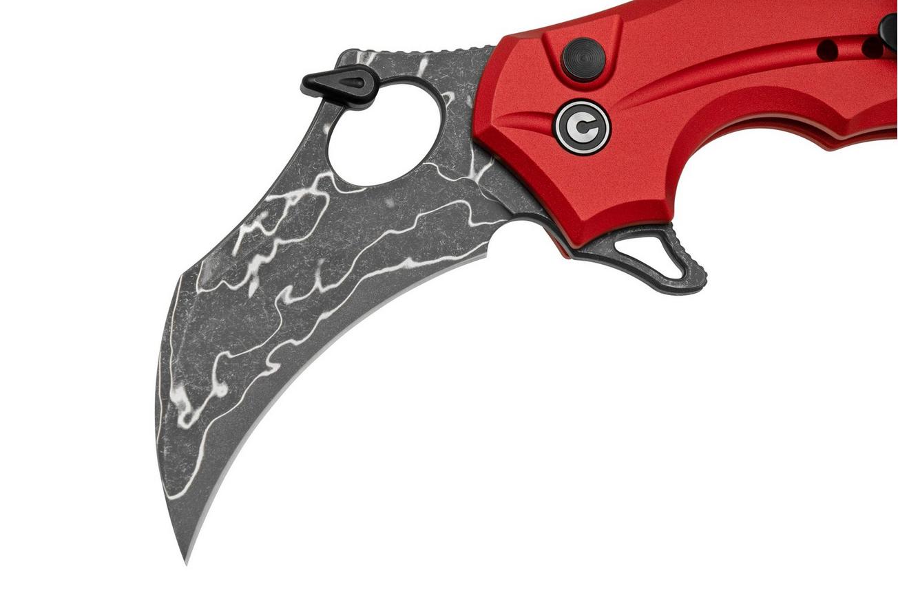 Civivi Incisor II  C16016B-DS1 Red Aluminium, Damascus Hawkbill karambit zakmes