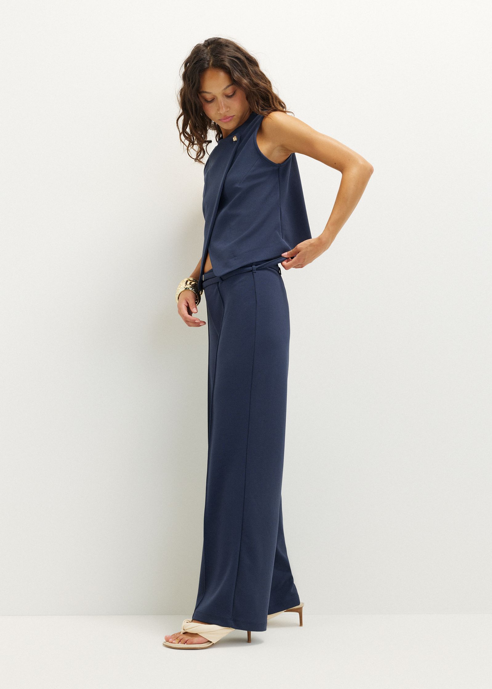 Pantalon met dubbel riempje