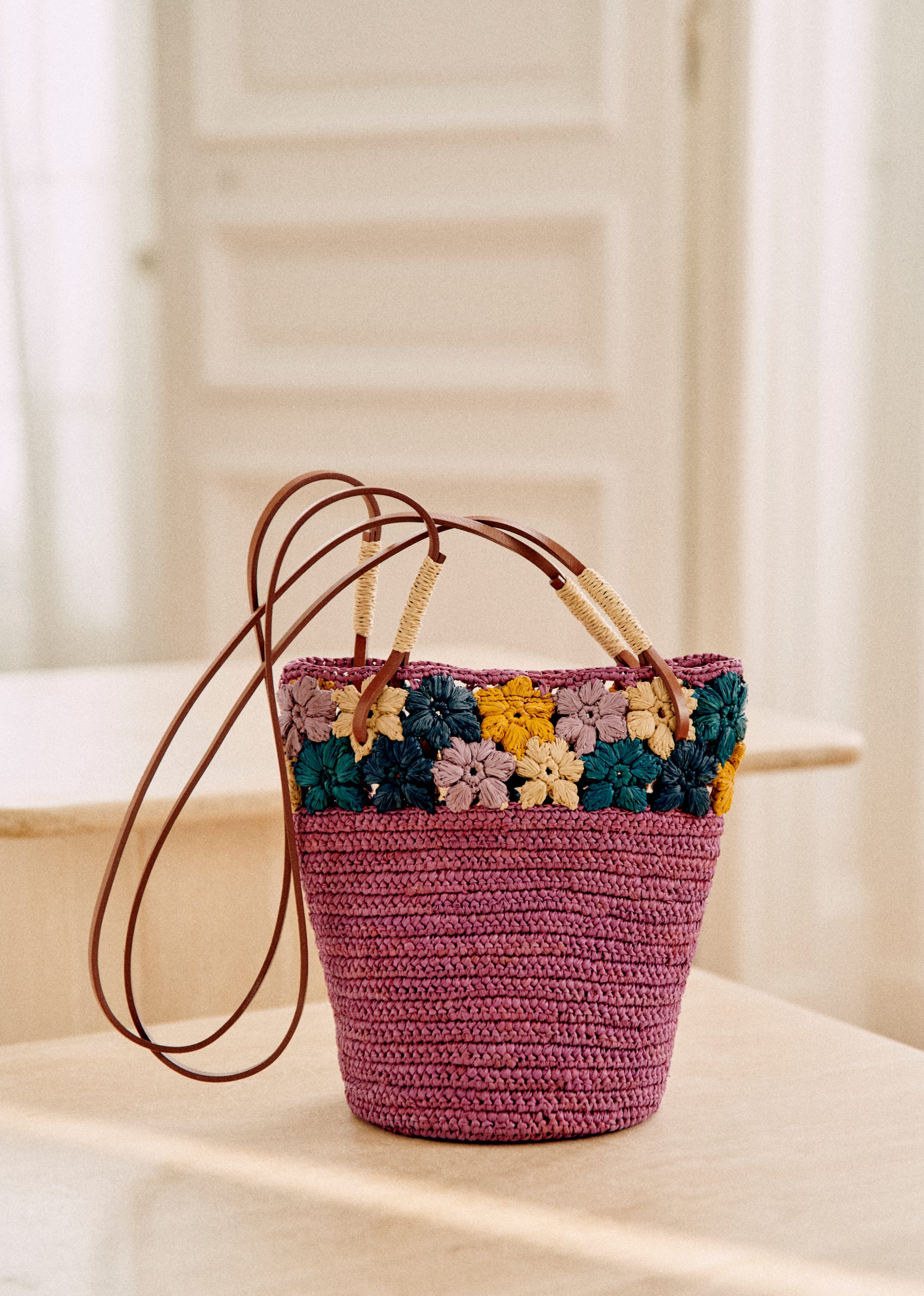 Panier Josie - Raphia violet fleurs - SACS/NEW SACS Nos Paniers 5906394