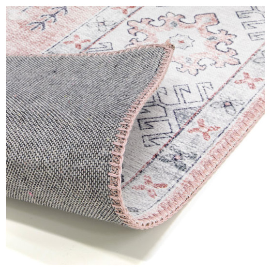 Tapis doux à motif oriental - taha - gris et rose - 160 x 230 cm
