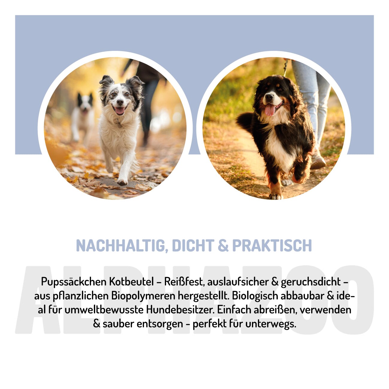ALPHAZOO Pupssäckchen Kotbeutel für Hunde I Kompostierbare Hundekotbeutel 120 Stück