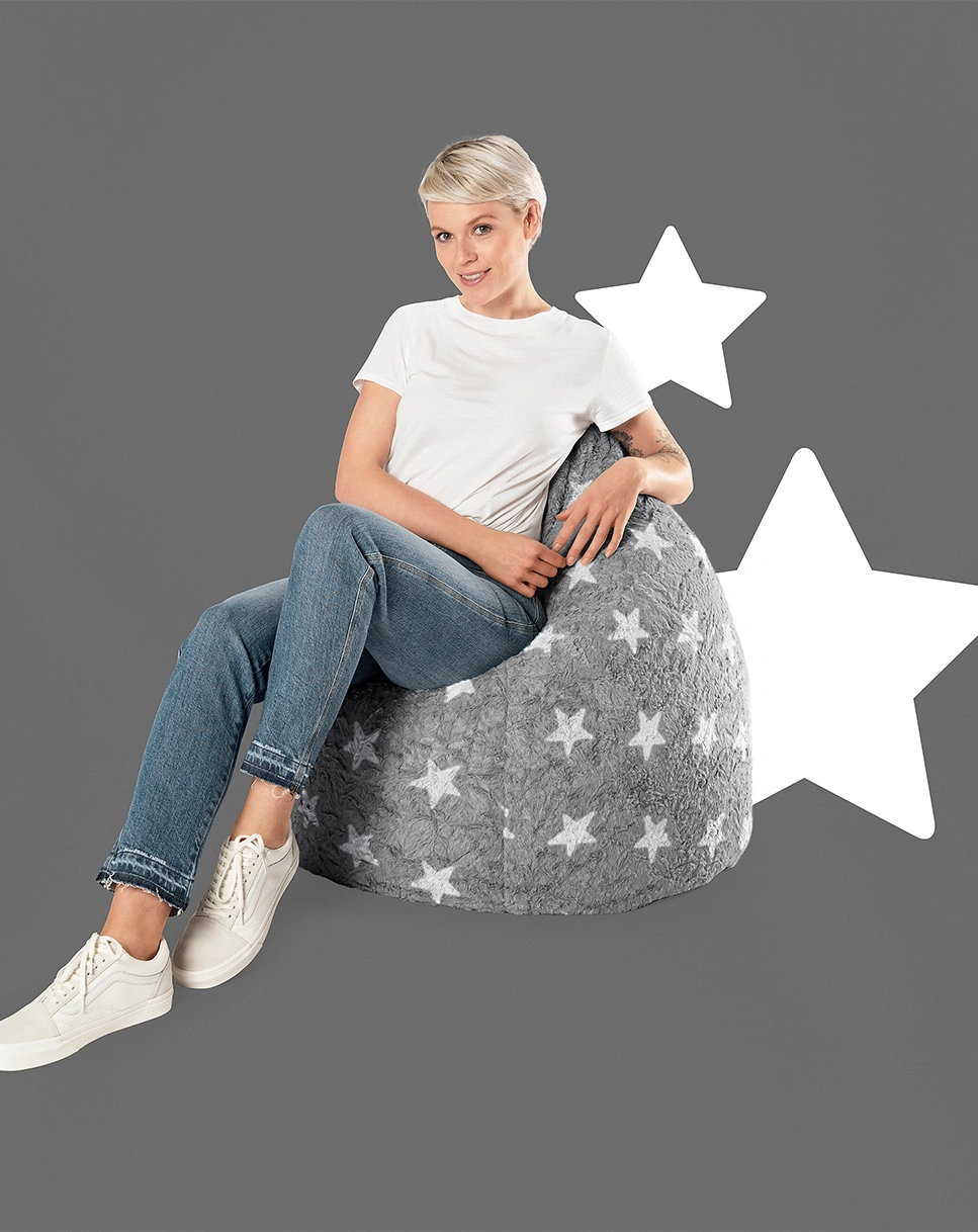 BeanBag FLUFFY STARS XL, 70 x 110 (Farbe: grau)