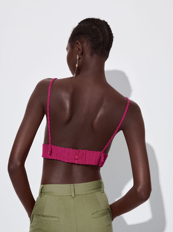 Top cropped de crochê - Rosa
