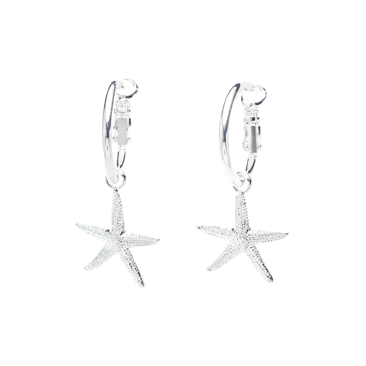 mini boucles d'oreilles créoles étoiles plaqué argent - CLÉIA