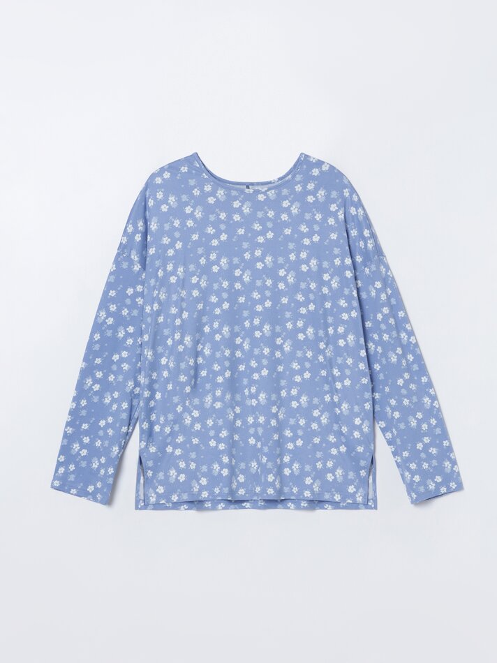 Conjunto de pijama comprido estampado - Azul escuro