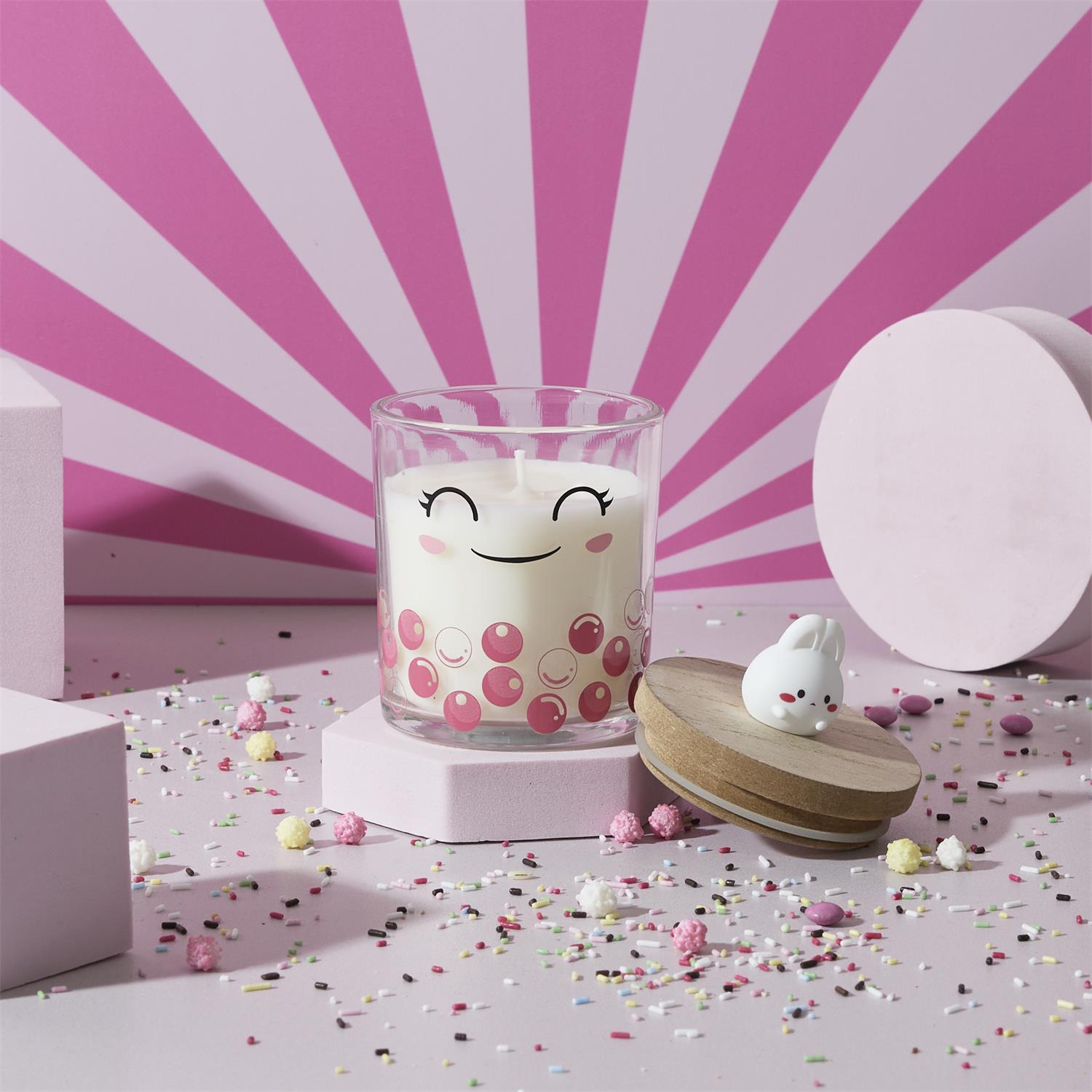 BOUGIE PARFUMEE VERRE TOP BOIS KAWAII