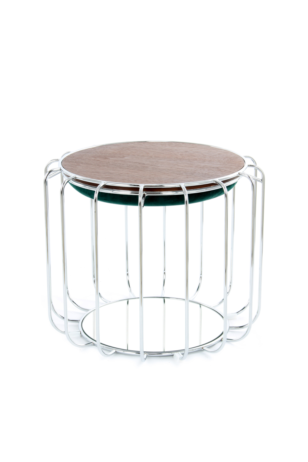 Tisch-Hocker COMFORTABLE - dunkelgrün-silber - Metall