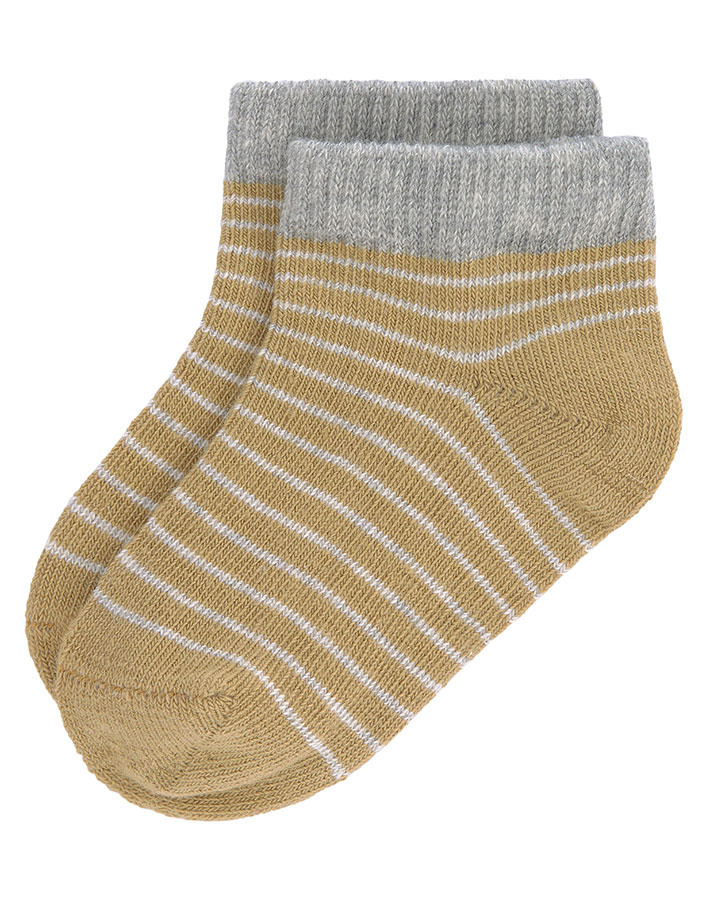 Socken SNEAKER MINI 3er-Set gestreift in curry/grau