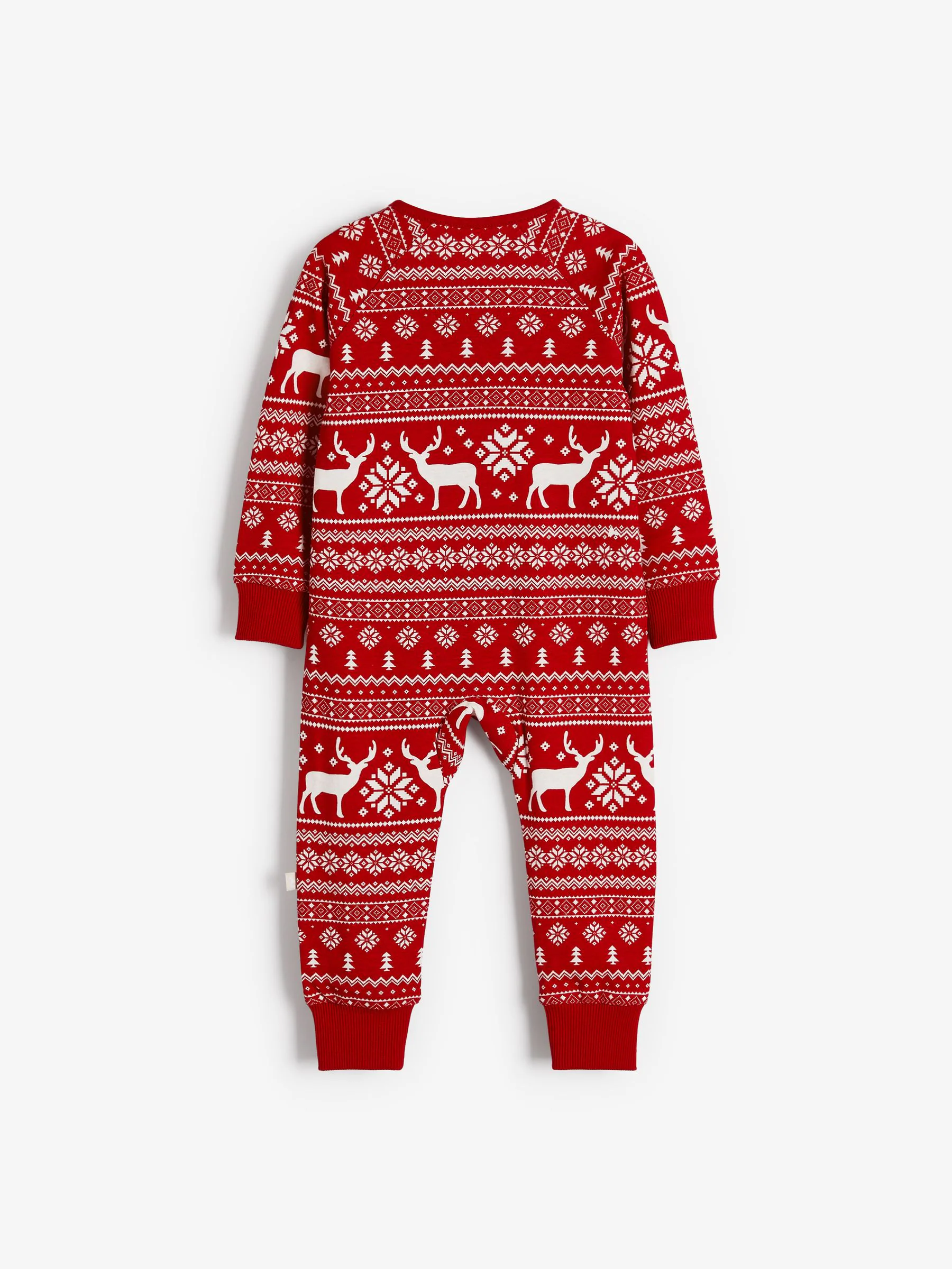 Rood - The Little Tailor - Baby-onesie van 100% katoen met rendier - kerst - fair isle-patroon