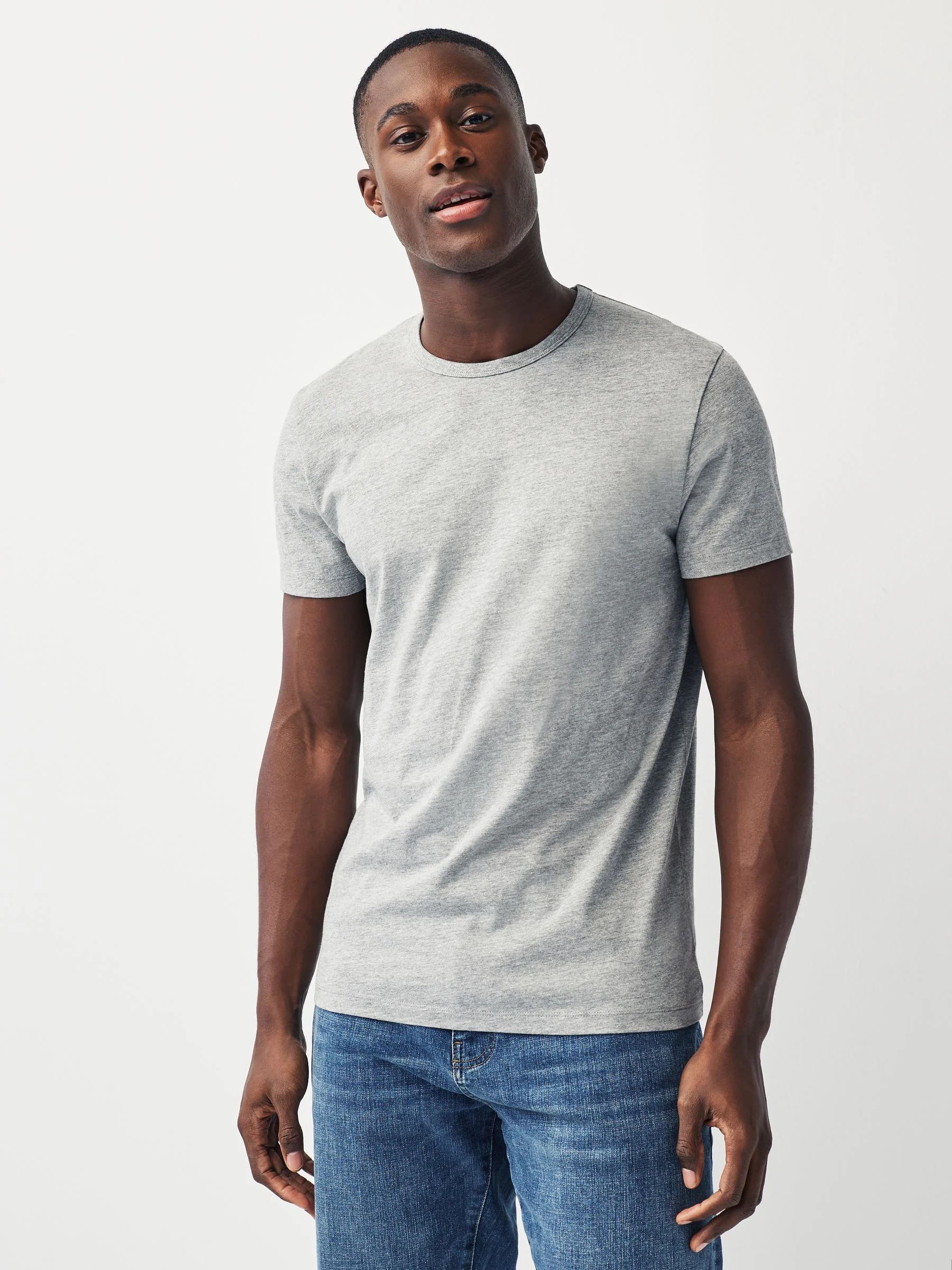 Zwart/gemêleerd grijs/wit/marineblauwe - Slim Fit - Set van 5 100% katoenen T-shirts met laagjes