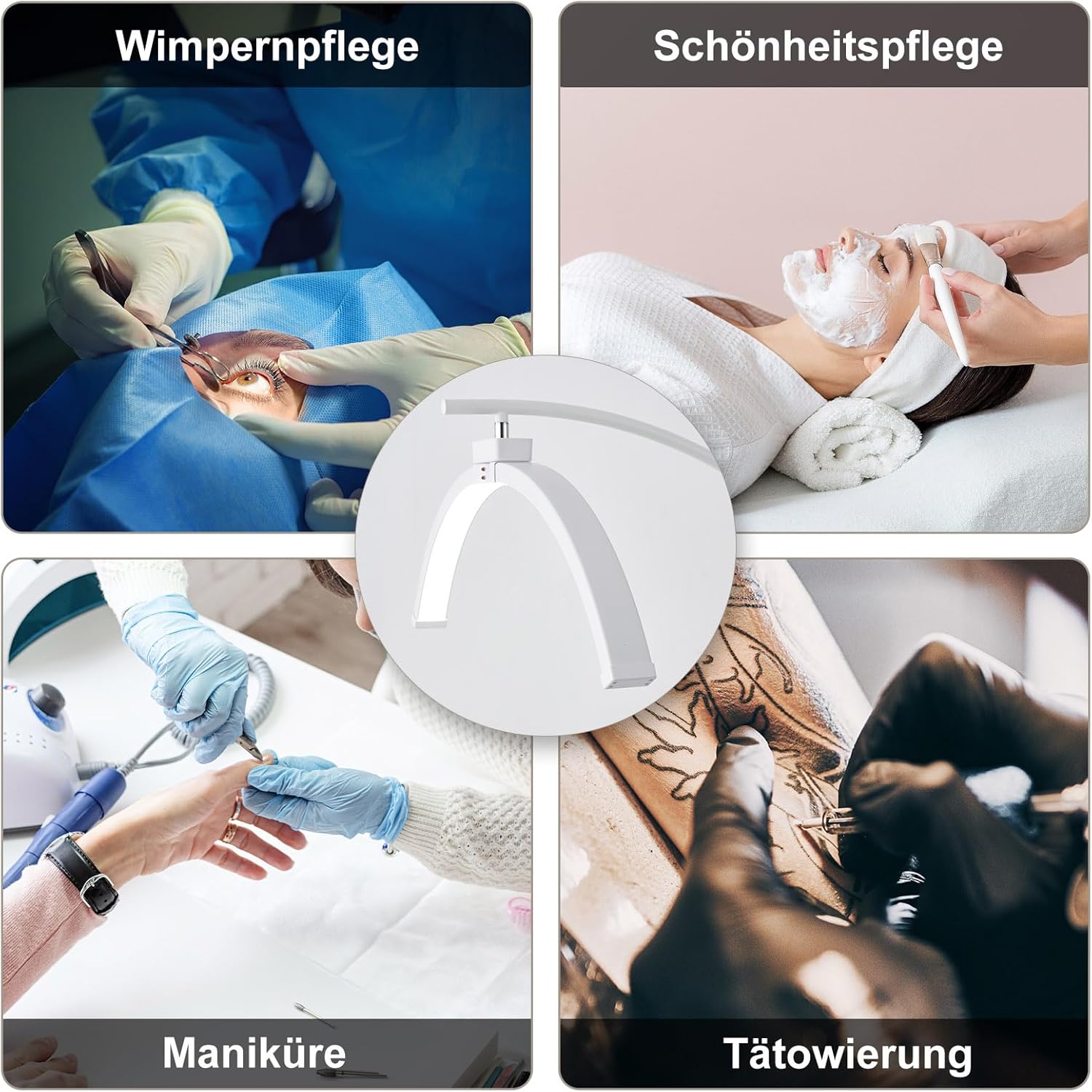 LED Stehleuchte, 45W Wimpern Lampe Kosmetik Lampe für Wimpern, Einstellbares Licht 3-6000K, Lamp mit Telefonständer, Kosmetiklampe Mondlampe für Lesen Tätowieren