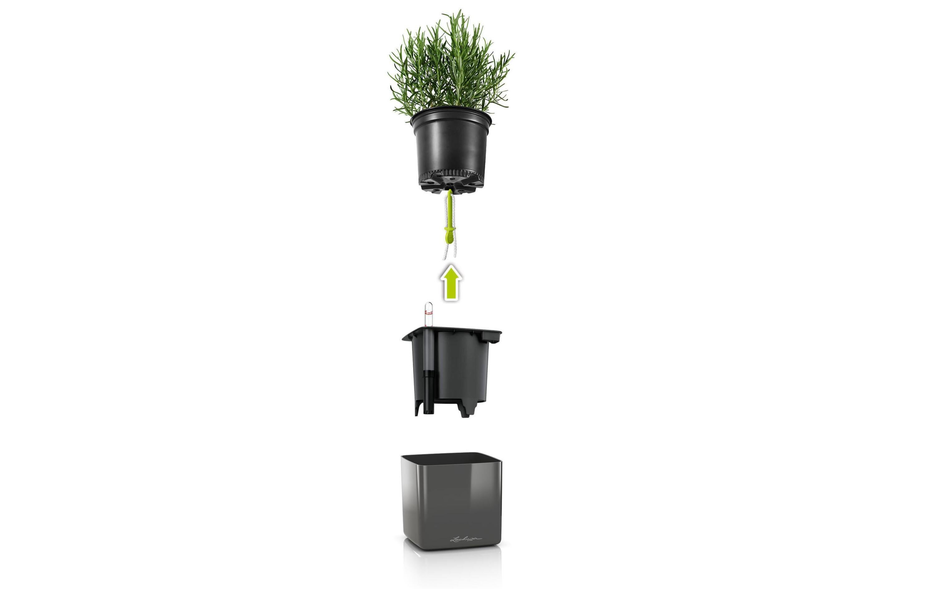 Blumentopf CUBE Glossy 16 Schwarz glanzTopf