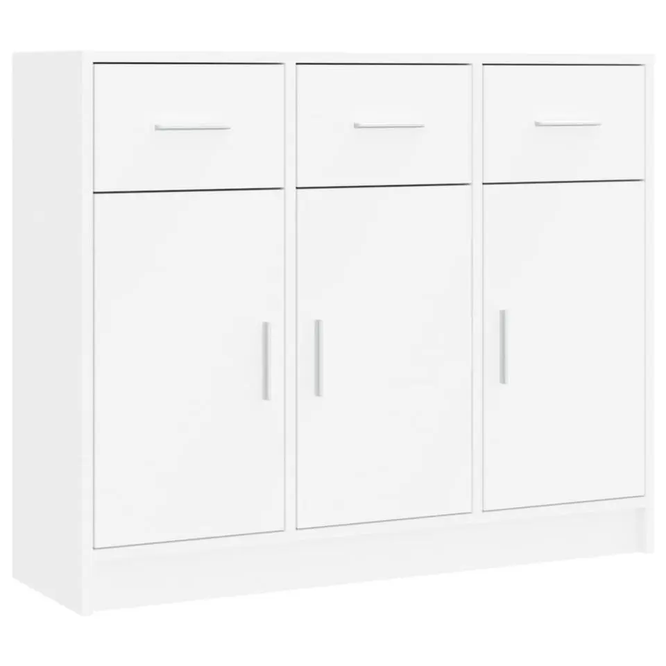 vidaXL - Dressoir met 3 deuren 3 lades - Wit - Bewerkt hout - 91x28x75 cm
