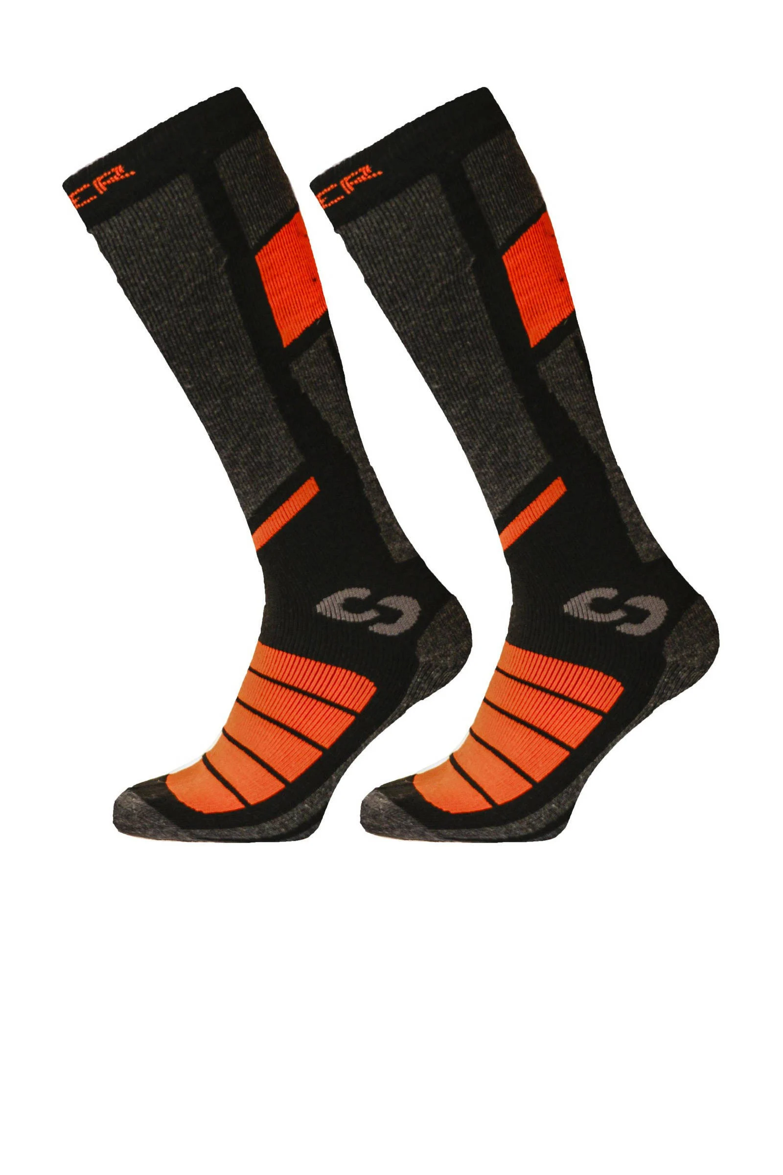 Sinner skisokken Pro Socks grijs/zwart/oranje (set van 2 paar)