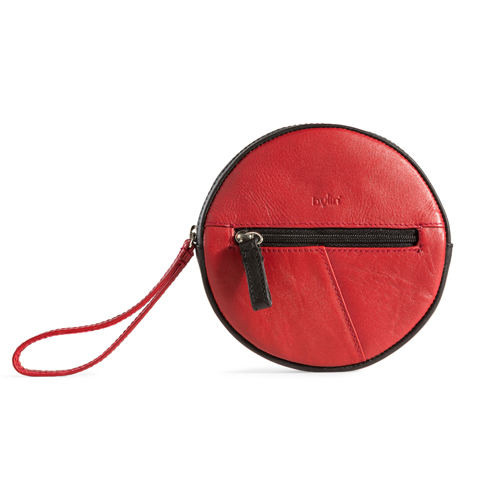 Round Purse Red - Black Classic Leather
