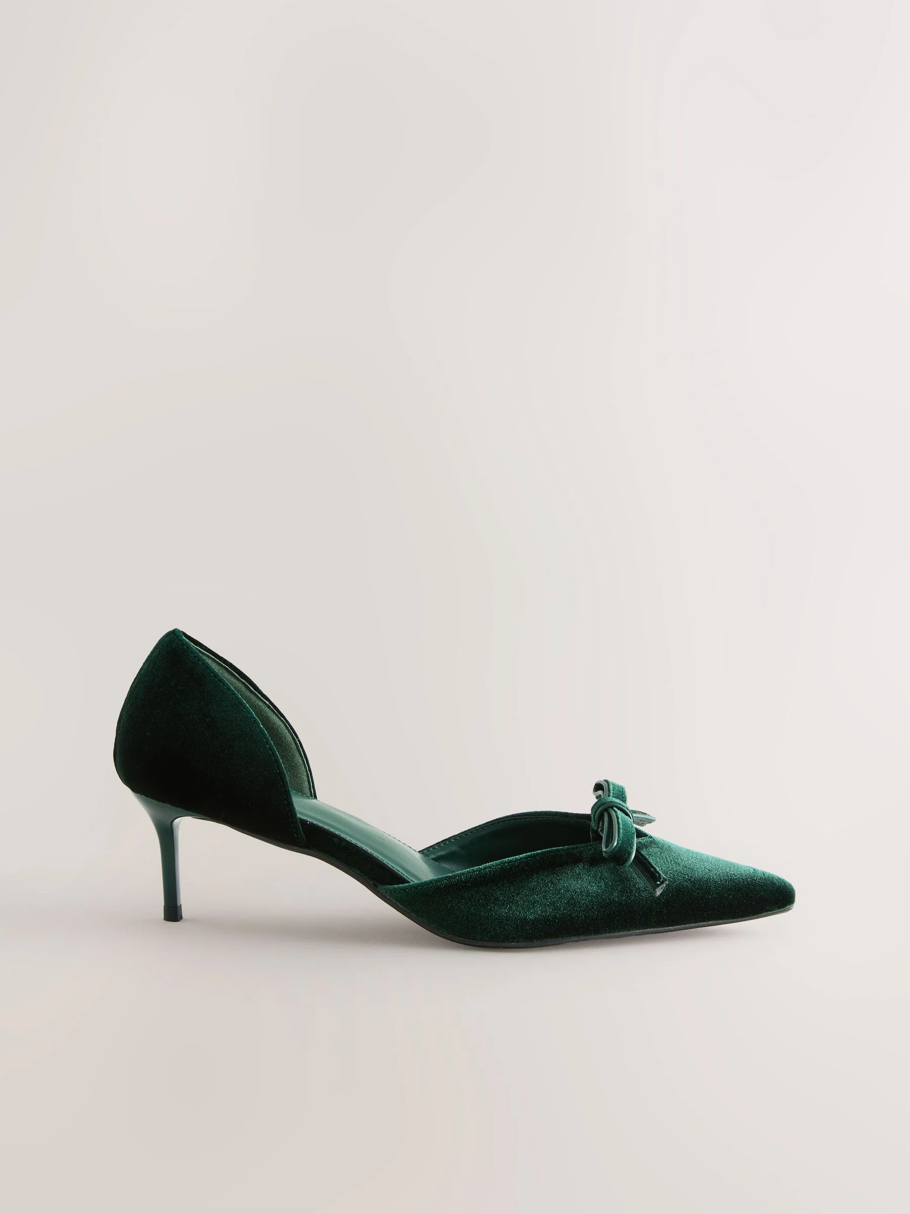Groen fluweel - Forever Comfort® Velvet Bow Pointed Toe Two Part Heels