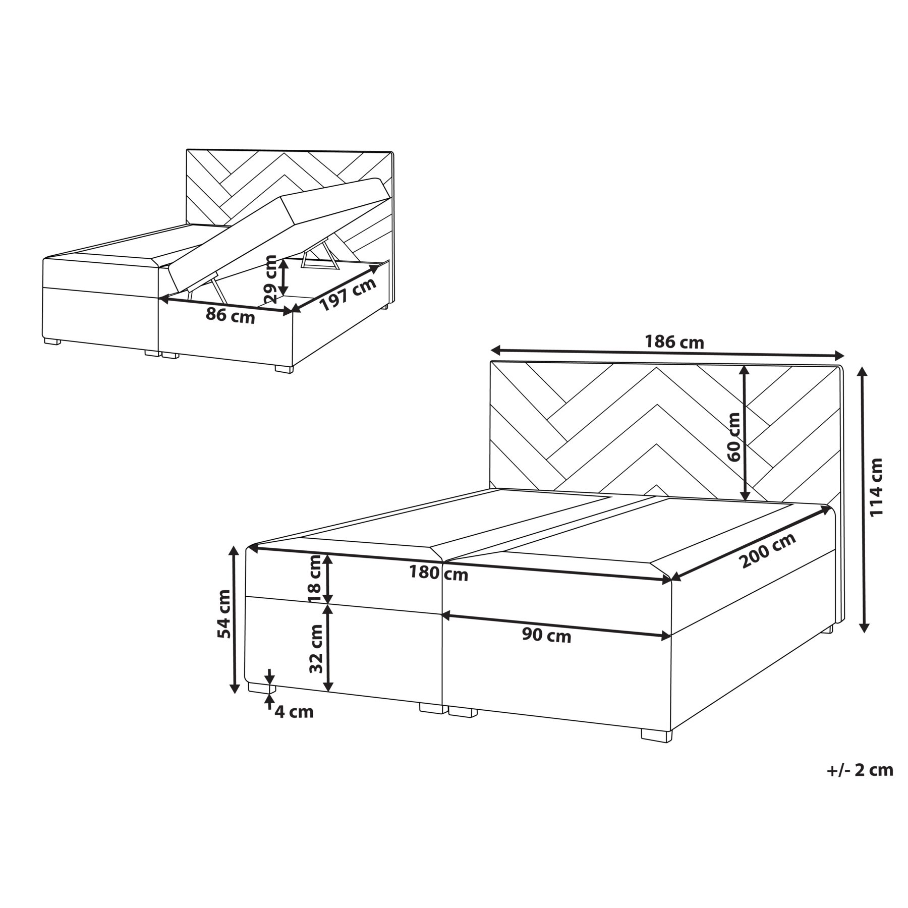 Beliani - ESQUIRE - Boxspringbed - Taupe - 180 x 200 cm - Polyester