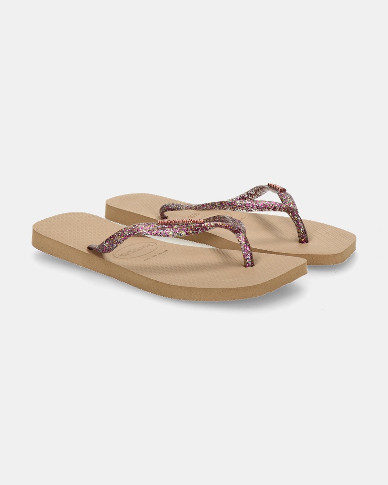 Havaianas Square Logo Metallic Slippers  - goud