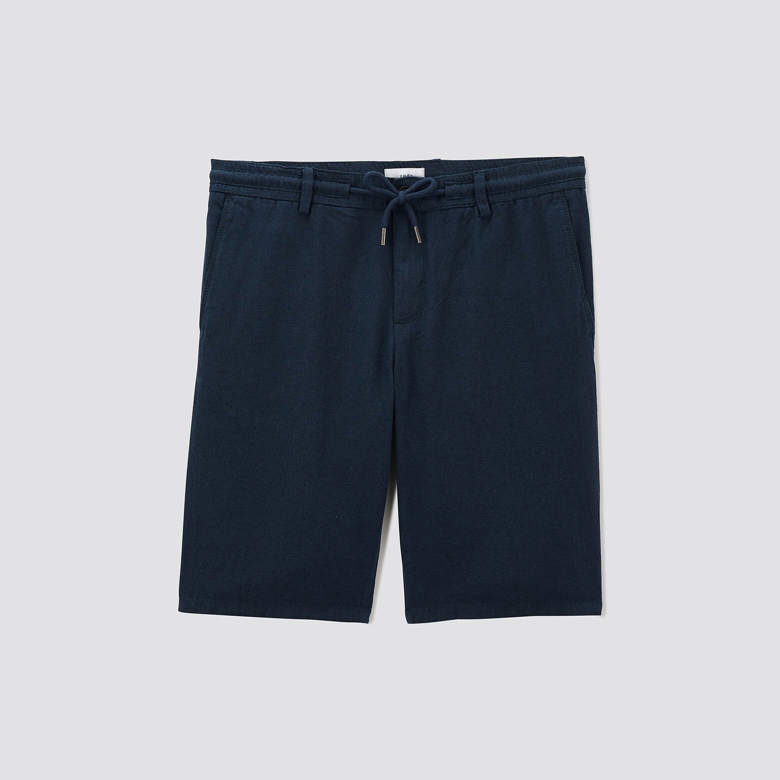 Bermuda uni en coton lin Bleu foncé