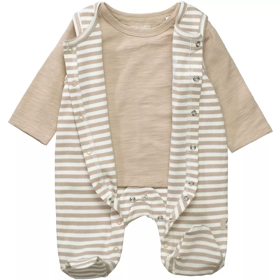 STACCATO Strampler+Shirt taupe gestreift