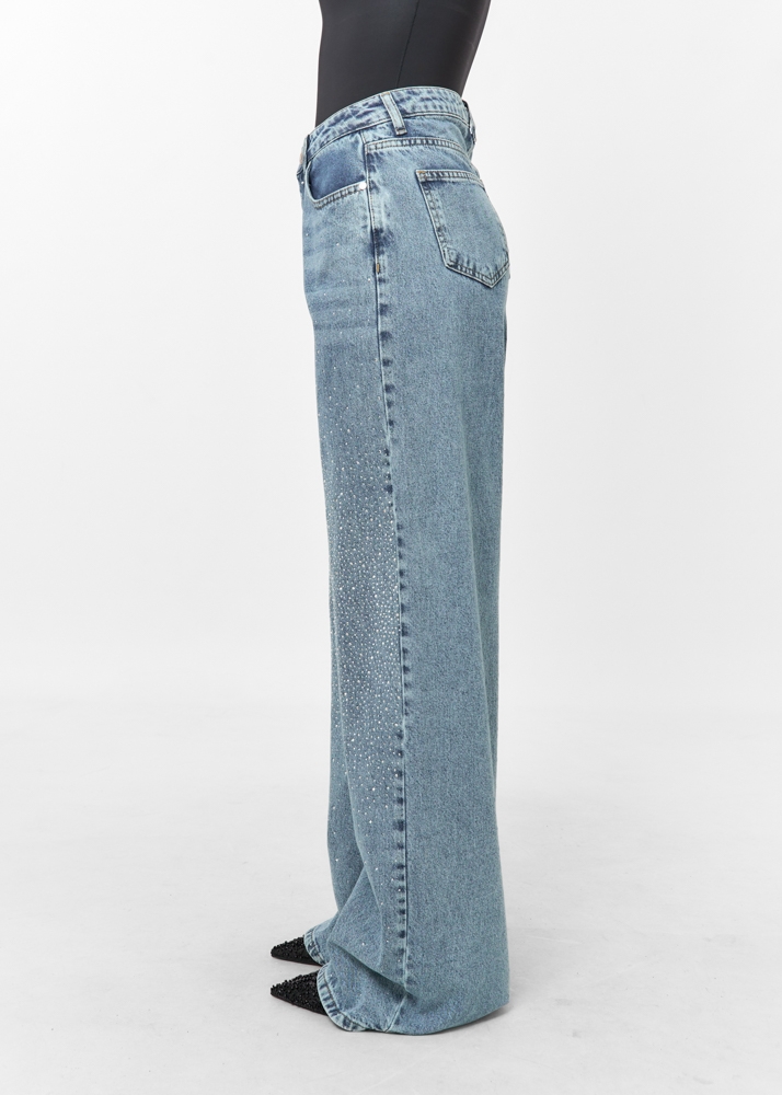 Birthe strass jeans lichtblauw