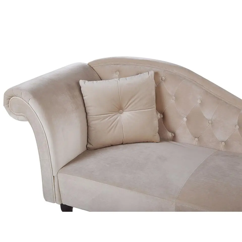LATTES - Chaise longue - Beige - Linkerzijde - Fluweel