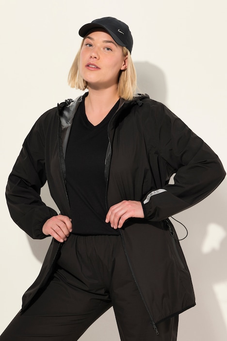 Regenjacke, leicht, Kapuze, 2-Wege-Zipper, wasserdicht
