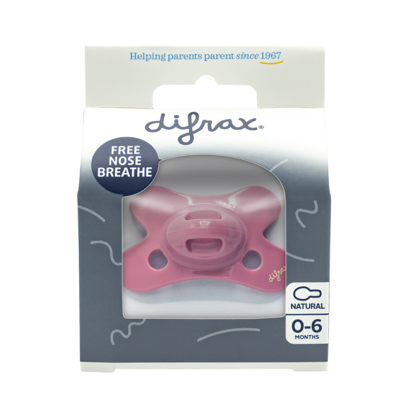Difrax Fopspeen Natural 0-6 M Uni Raspberry 1stuk