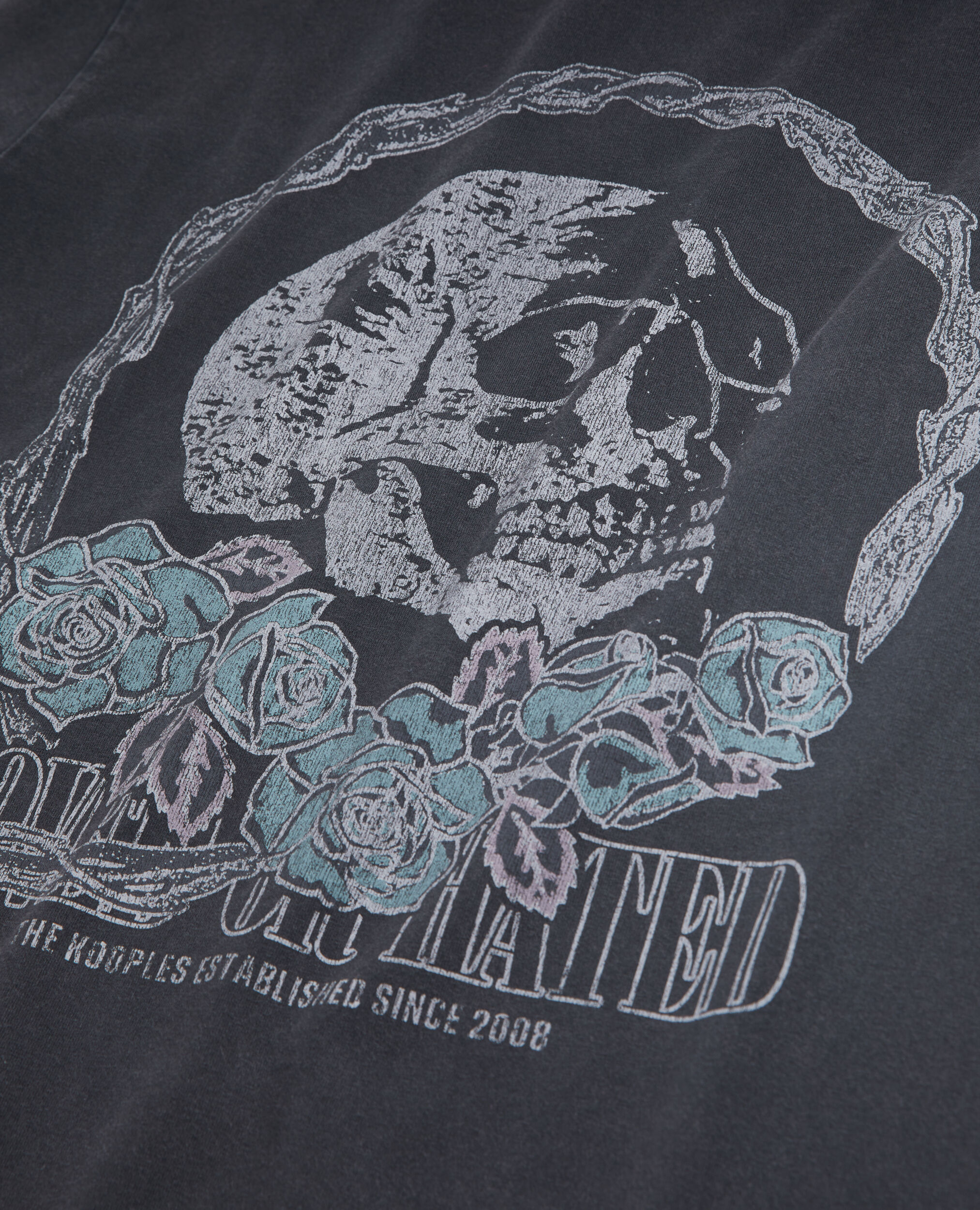 T-shirt noir avec sérigraphie Vintage skull
