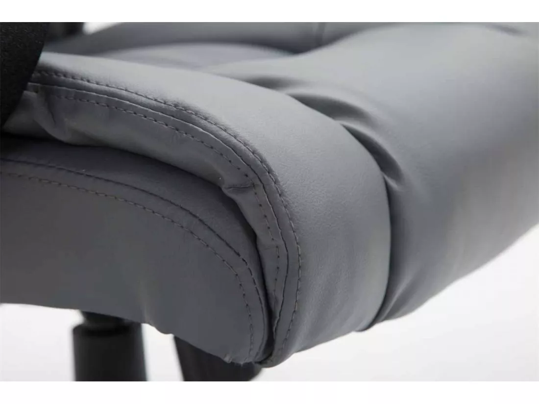 Chaise de bureau - Similicuir & Noir - Gris - XL Sparta