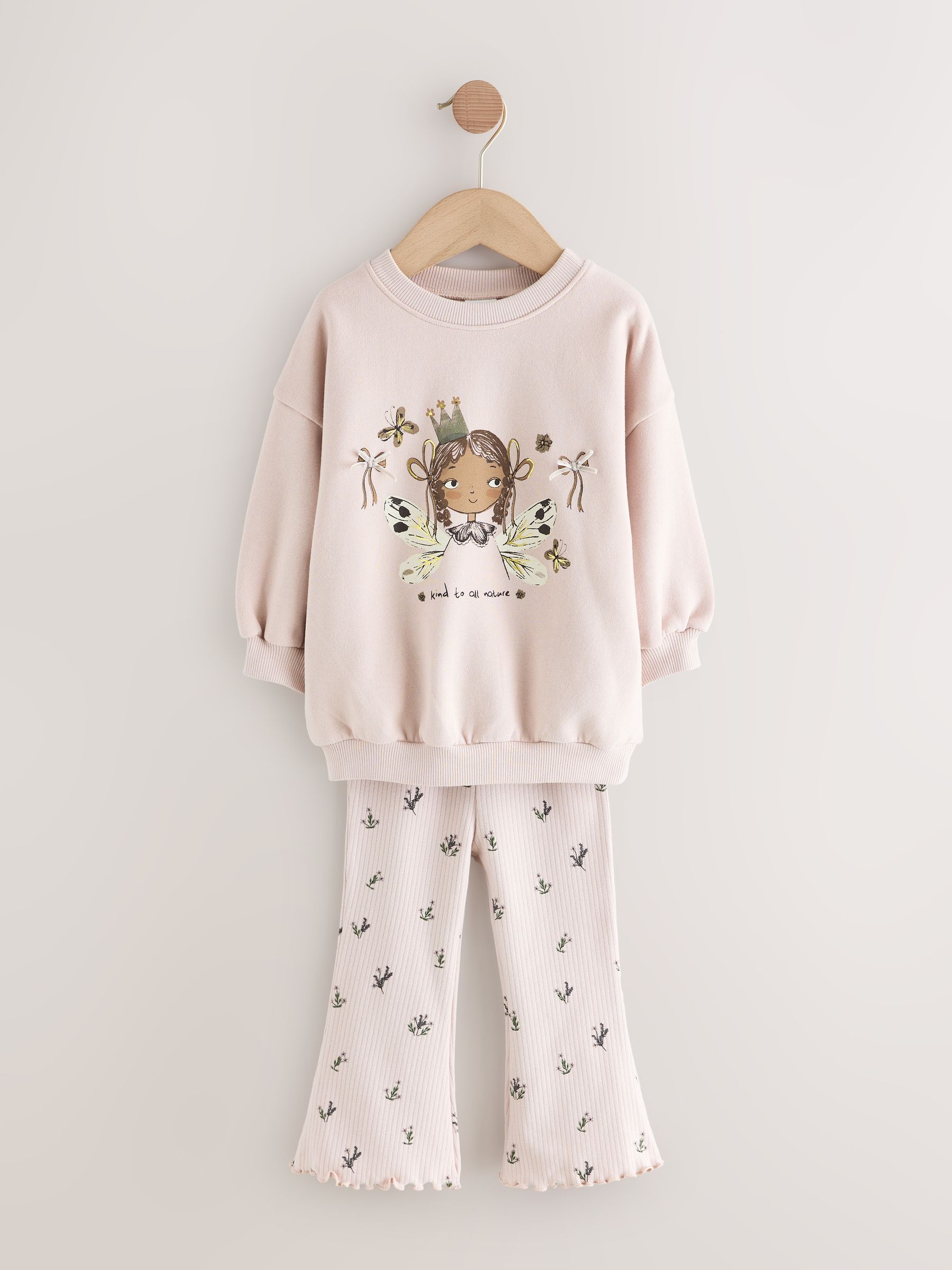 Lichtroze fee - Set van sweatshirt en uitlopende legging (3mnd -7jr)