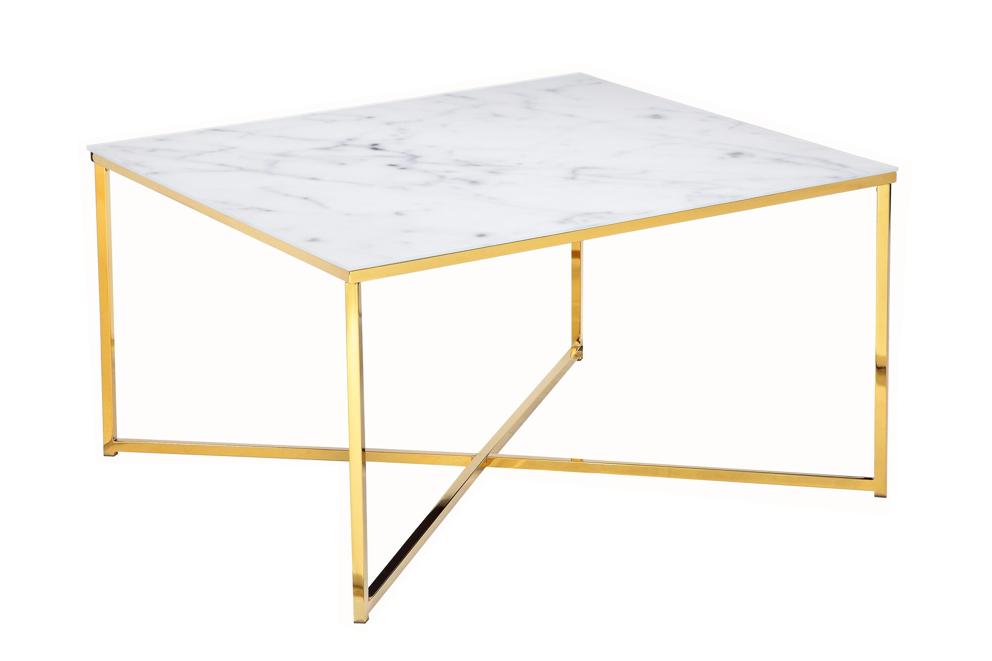 Couchtisch 80x80 Marmor Optik Glastisch Sofatisch Beistelltisch Wohnzimmer Tisch