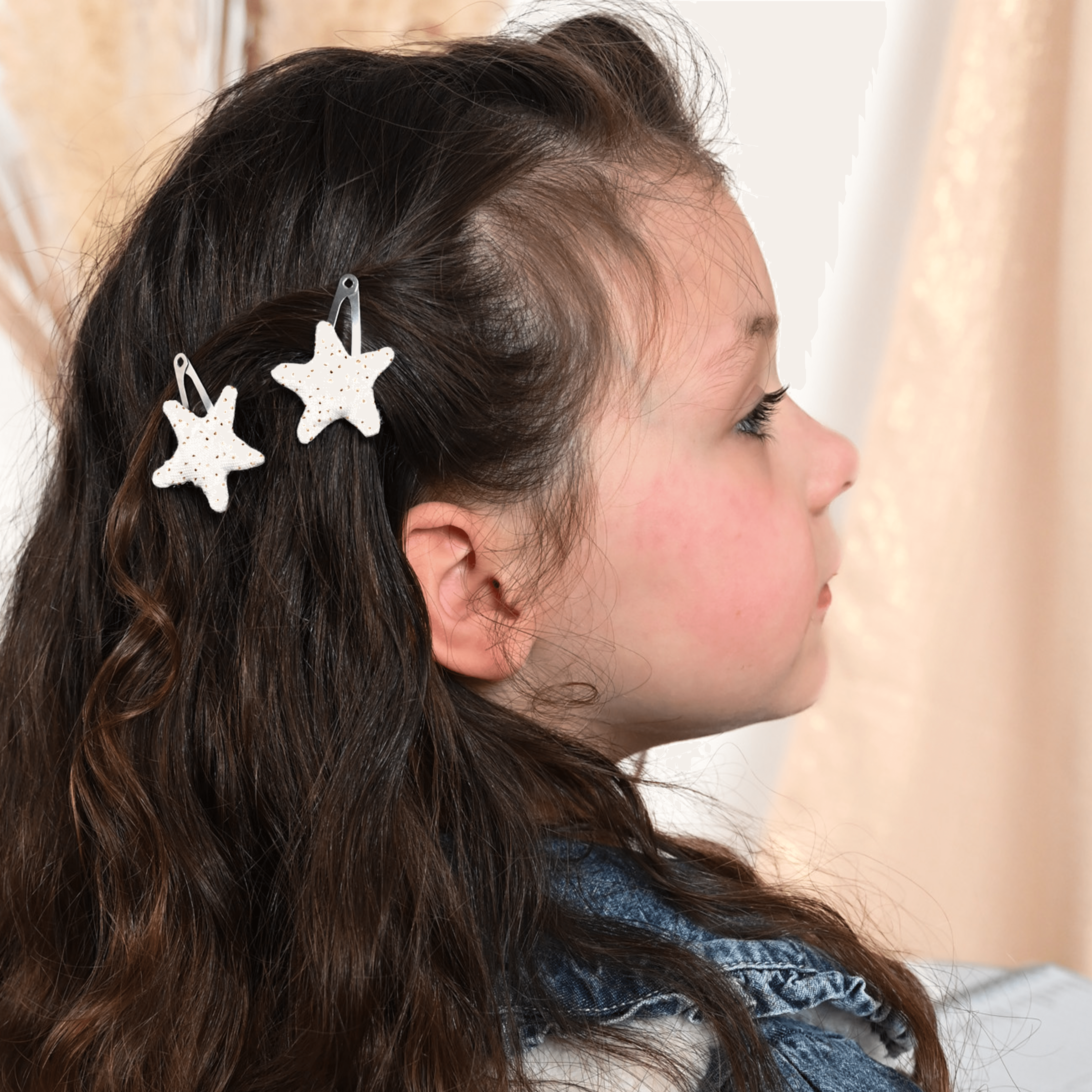 Barrettes Clic-Clac Étoile Blanc Pailleté