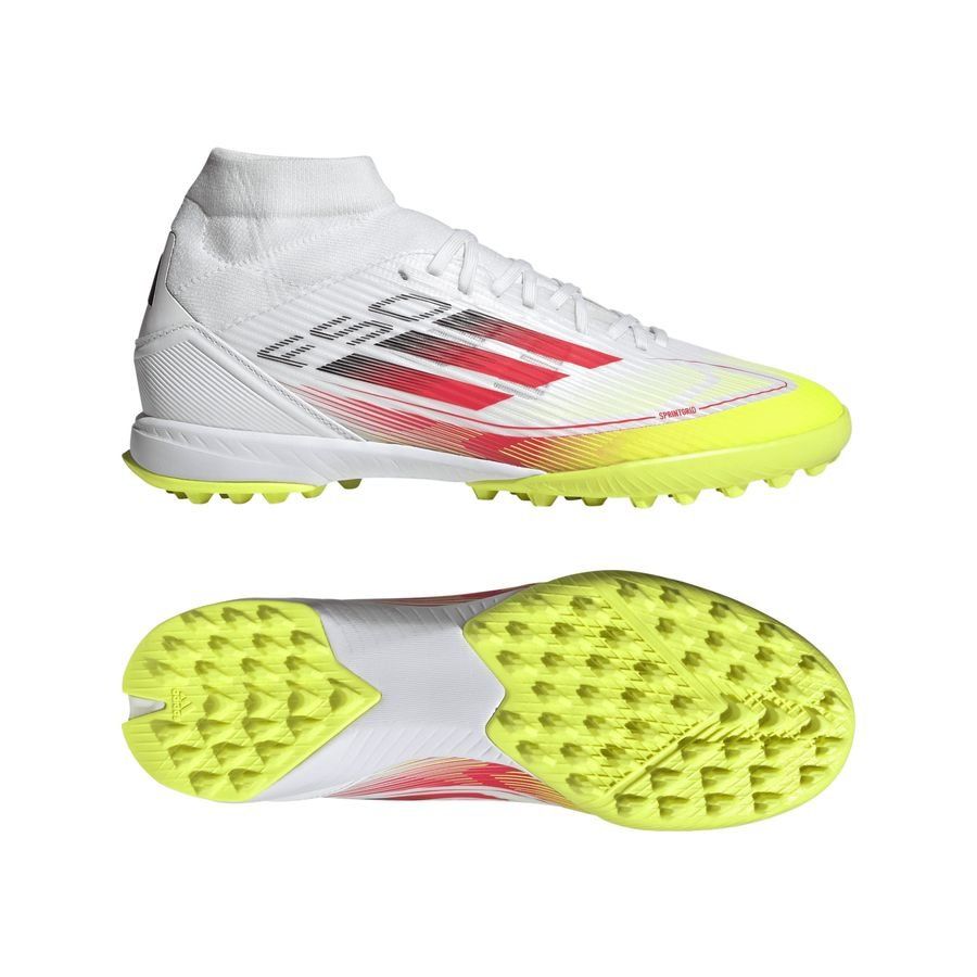 adidas F50 League Mid Turf Pure Victory - Blanc/Noir/Jaune