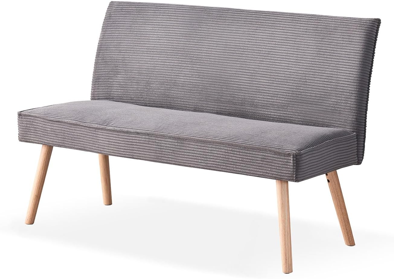 B&D home Sitzbank Paul, Kord Stoff Esszimmerbank 120cm gepolstert Holzbank für Esszimmer, Flur, Garderobe mit Massivholzbeinen, skandinivisch modern Design, Anthrazit, 11309-120-ANTR