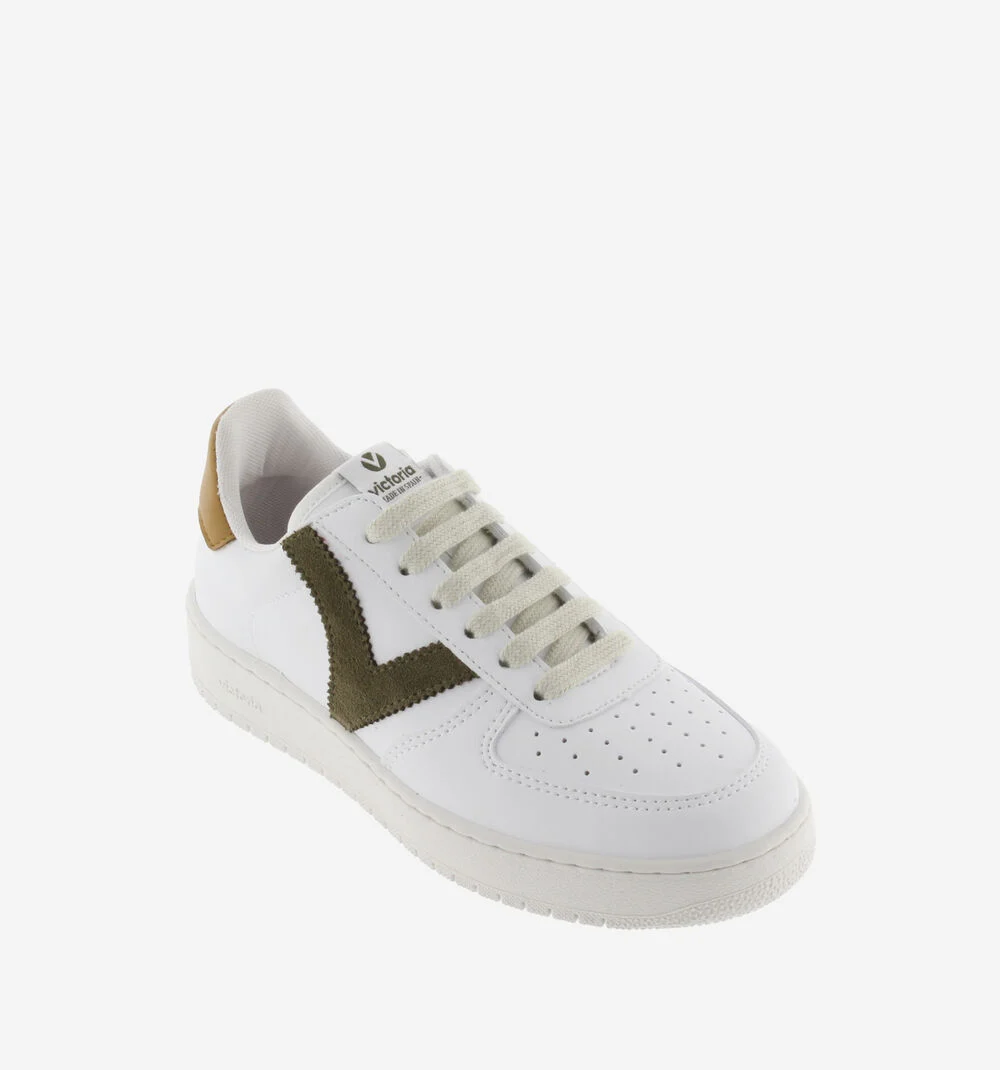 MADRID EFFET CUIR CONTRASTANT Baskets sport unisexe KAKI