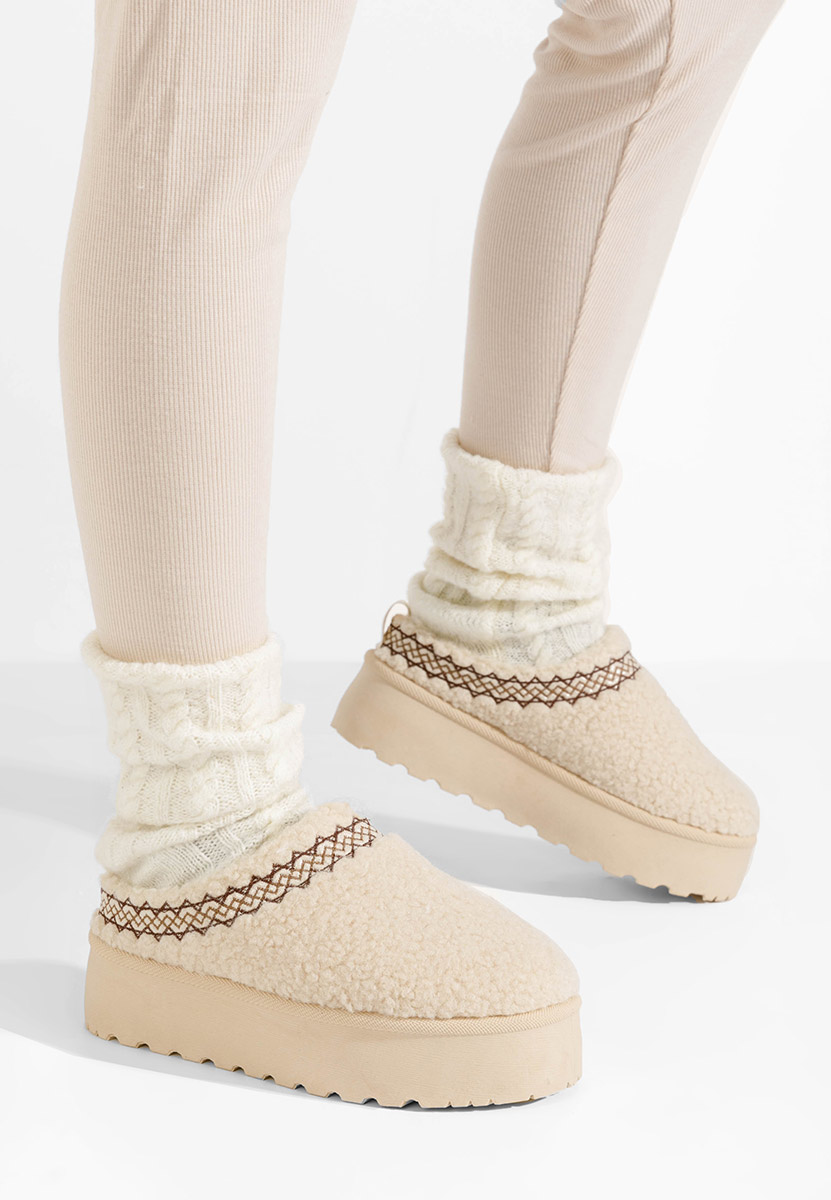 Sabots pour femme à plateforme beige Aronna